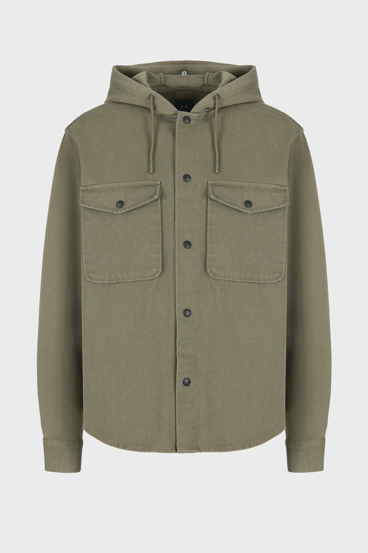 Armani Exchange Pamuklu Relaxed Fit Çift Cepli Kapüşonlu Erkek Gömlek 6RZCL1 Z196Z 1784 HAKİ - Armani Exchange (1)
