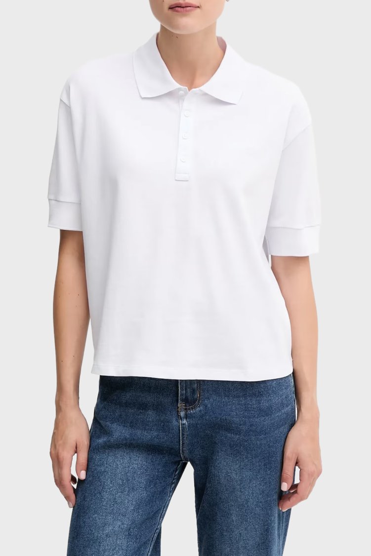 Armani Exchange Pamuklu Relaxed Fit Kısa Kollu Bayan Polo XW000887 AF10819 U0002 BEYAZ - Armani Exchange