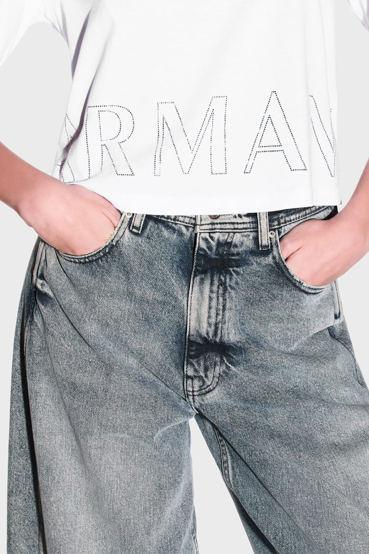 Armani Exchange Pamuklu Relaxed Fit Logolu Bisiklet Yaka Bayan T Shirt XW001709 AF17172 U0002 BEYAZ - Armani Exchange (1)