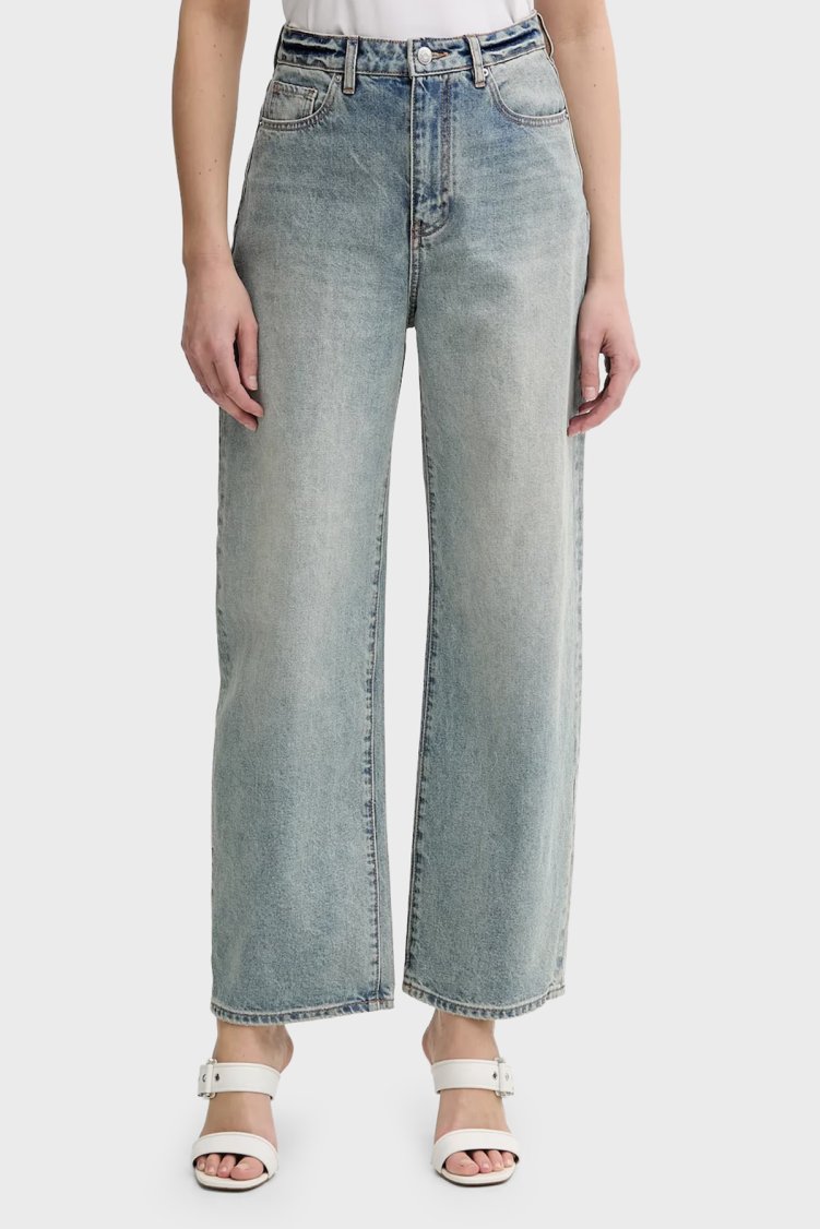 Armani Exchange Pamuklu Relaxed Fit Yüksek Bel Düz Paça Jeans Bayan Kot Pantolon XW000100 AF10869 MB001 Buz Mavi - Armani Exchange
