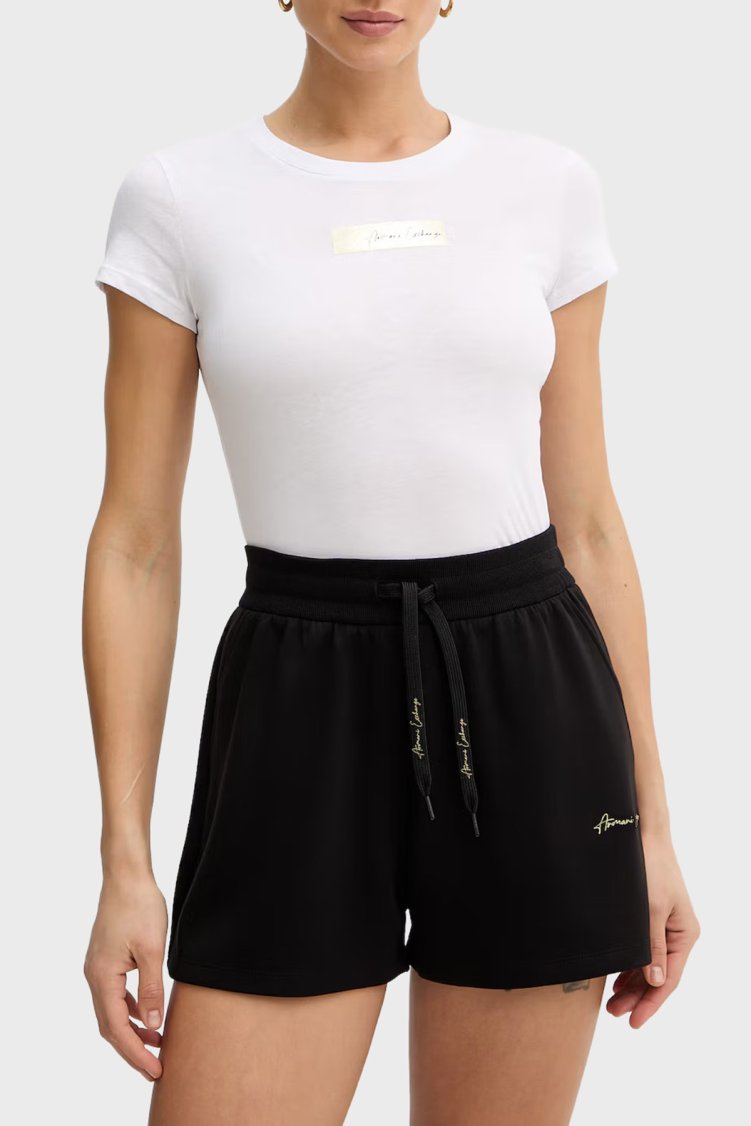 Armani Exchange Pamuklu Slim Fit Bisiklet Yaka Kadın T Shirt XW002327 AF10358 U0002 BEYAZ - Armani Exchange