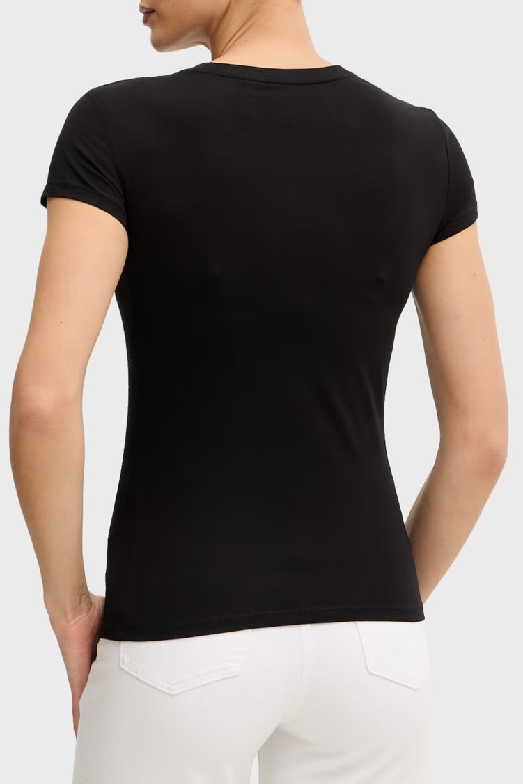 Armani Exchange Pamuklu Slim Fit Bisiklet Yaka Kadın T Shirt XW002327 AF10358 UC001 SİYAH - Armani Exchange (1)