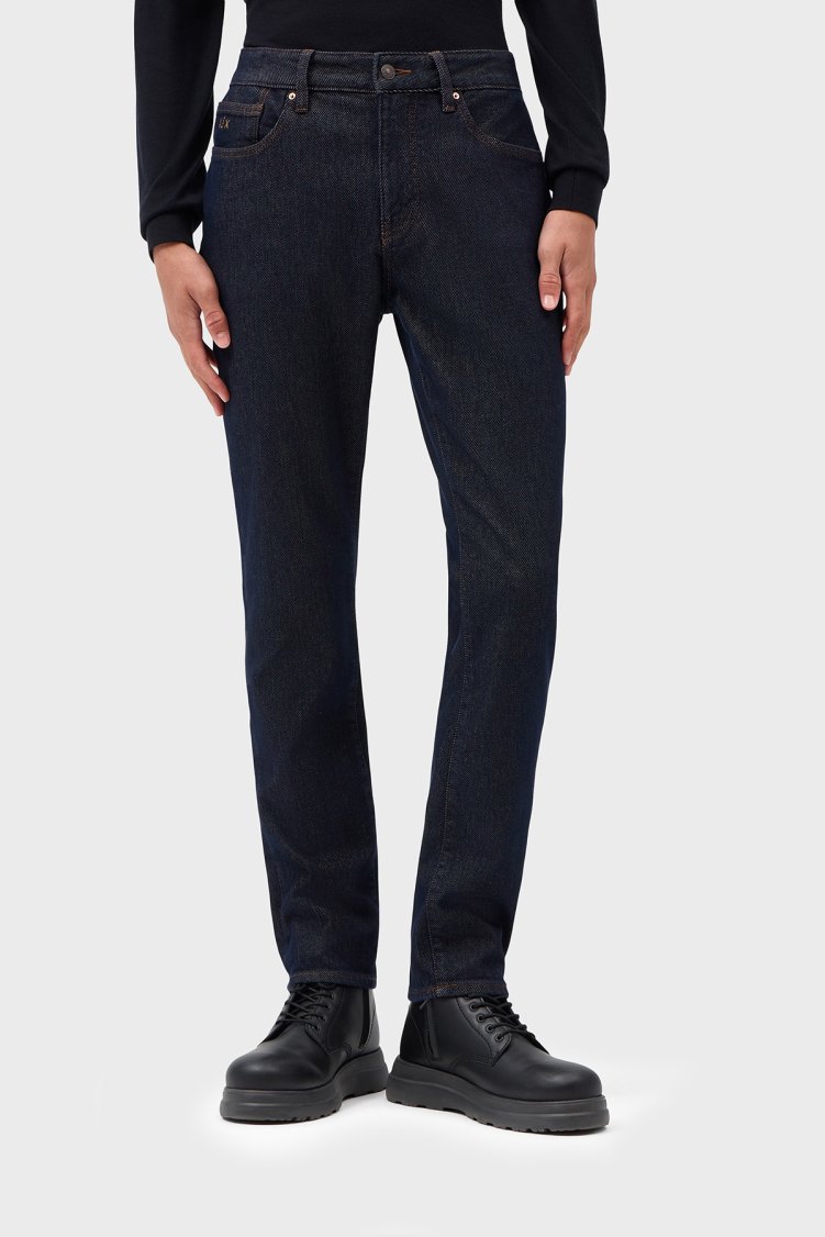 Armani Exchange Pamuklu Slim Fit Dar Paça Jeans Erkek Kot Pantolon XM000070 AF27235 MB001 Mavi - Armani Exchange