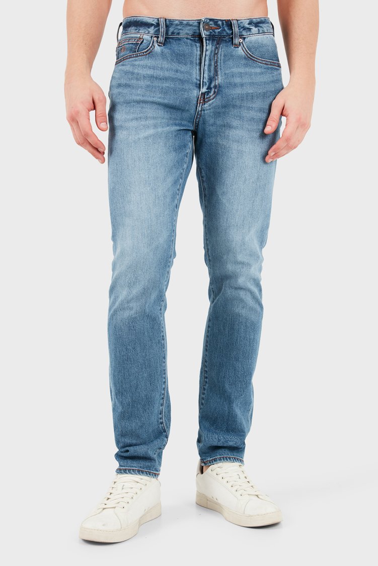 Armani Exchange Pamuklu Slim Fit Dar Paça Jeans Erkek Kot Pantolon XM000070 AF28150 MB002 Lacivert - Armani Exchange