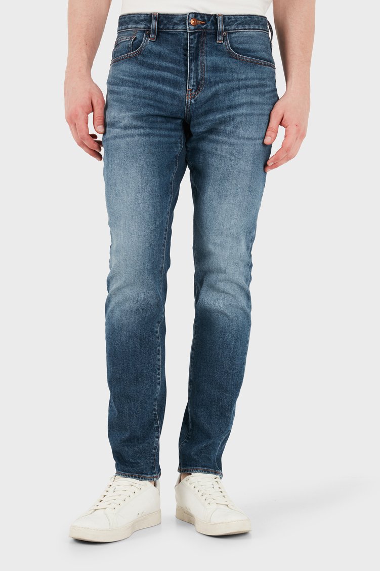 Armani Exchange Pamuklu Slim Fit Normal Bel Jeans Erkek Kot Pantolon XM000070 AF25868 MB002 MAVİ - Armani Exchange