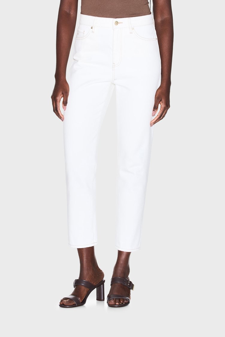 Armani Exchange Pamuklu Yüksek Bel Boyfriend Jeans Kadın Kot Pantolon XW000073 AF21335 M0054 Beyaz - Armani Exchange