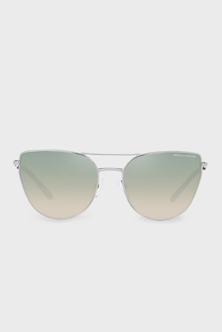 Armani Exchange Polikarbon Kedi Güneş Kadın Gözlük 0AX2045S 6043W0 56 Parlak gümüş-yeşil aynalı gümü - Armani Exchange
