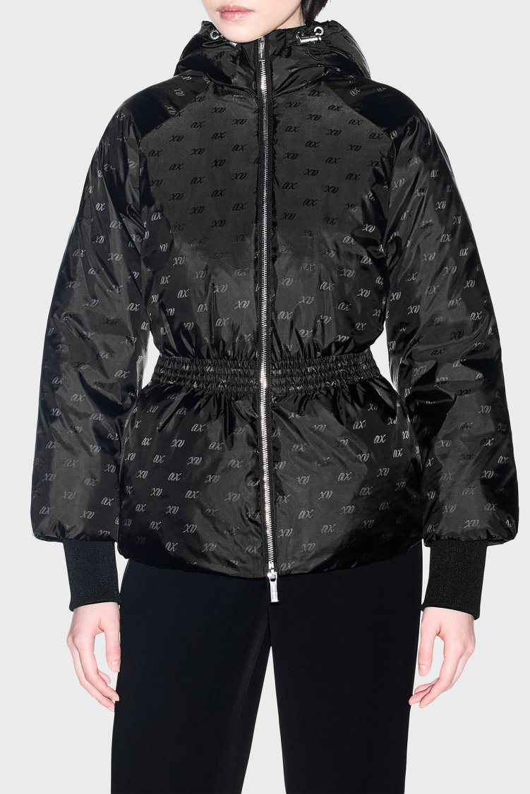 Armani Exchange Regular Fit Büzmeli Bel Detaylı Kapüşonlu Kadın Ceket XW002434 AF26068 FC241 Siyah - Armani Exchange