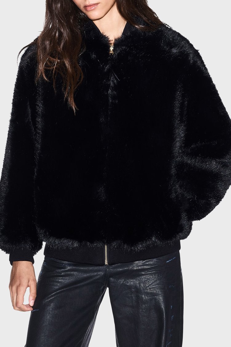 Armani Exchange Regular Fit Dik Yaka Fermuarlı Kadın Ceket XW002940 AF25760 UC001 Siyah - Armani Exchange