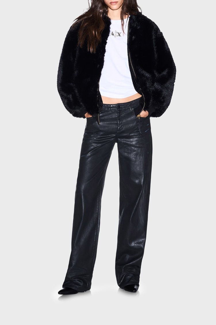 Armani Exchange Regular Fit Dik Yaka Fermuarlı Kadın Ceket XW002940 AF25760 UC001 Siyah - Armani Exchange (1)