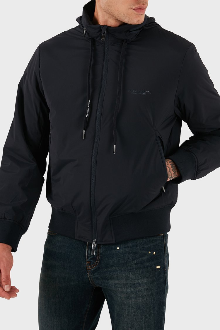 Armani Exchange Regular Fit Dik Yaka Gizli Kapüşonlu Erkek Mont XM001583 AF19196 UB101 LACİVERT - Armani Exchange