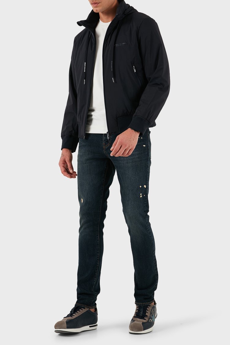 Armani Exchange Regular Fit Dik Yaka Gizli Kapüşonlu Erkek Mont XM001583 AF19196 UB101 LACİVERT - Armani Exchange (1)