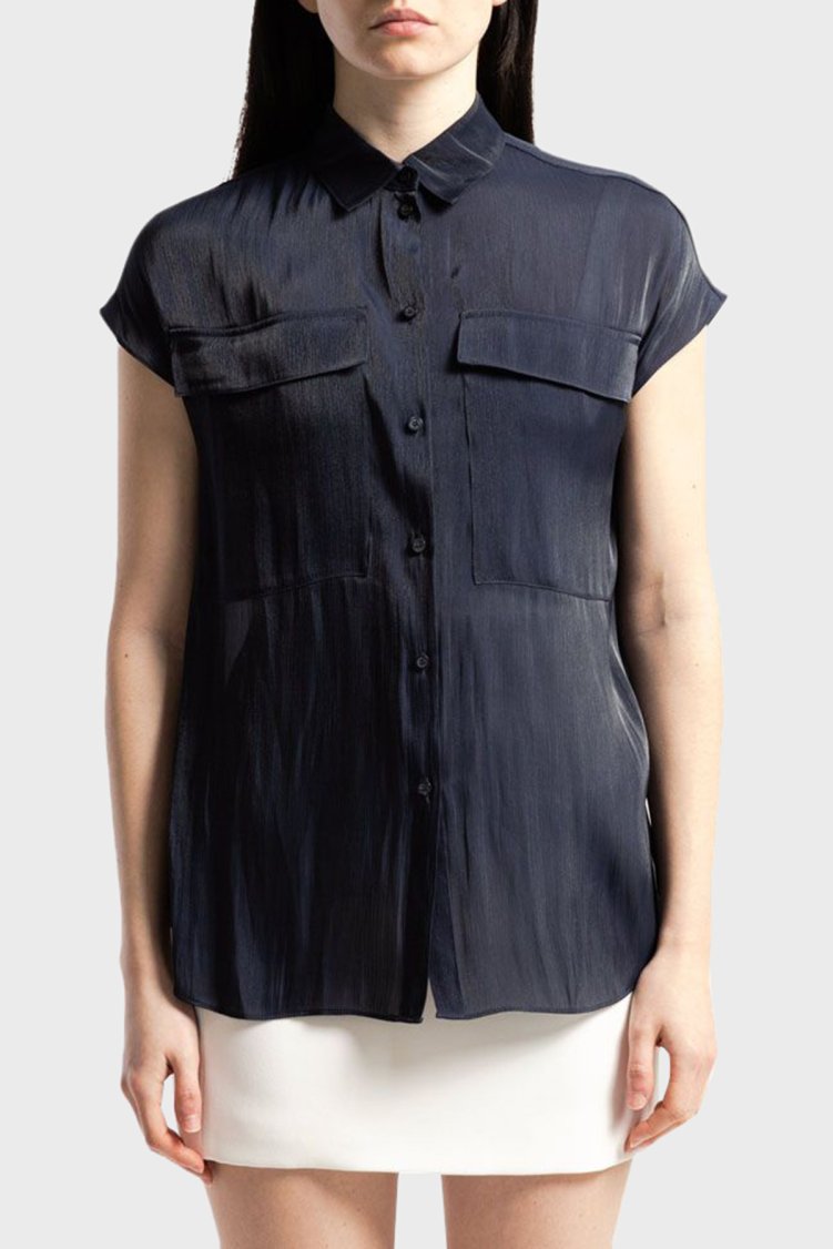 Armani Exchange Regular Fit Kısa Kollu Kadın Gömlek 3DYC19 YNUUZ 1593 LACİVERT - Armani Exchange