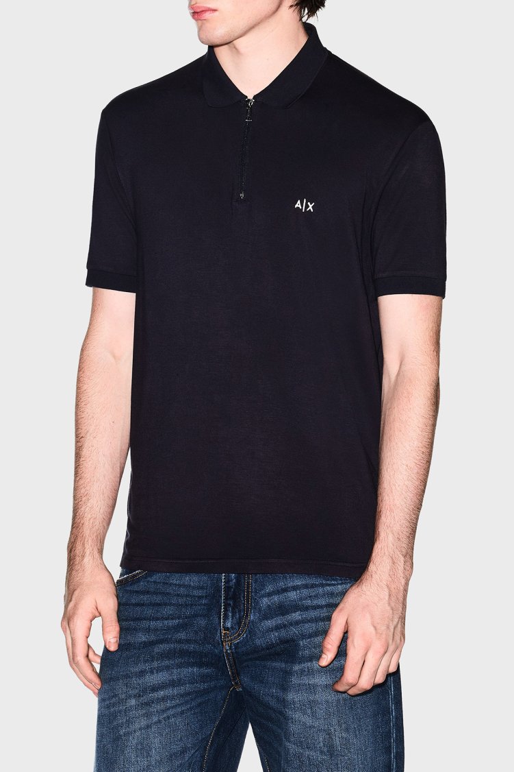 Armani Exchange Regular Fit Logolu Fermuarlı Erkek Polo XM002372 AF21936 UB101 LACİVERT - Armani Exchange