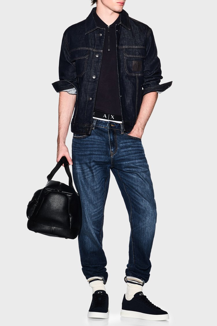 Armani Exchange Regular Fit Logolu Fermuarlı Erkek Polo XM002372 AF21936 UB101 LACİVERT - Armani Exchange (1)