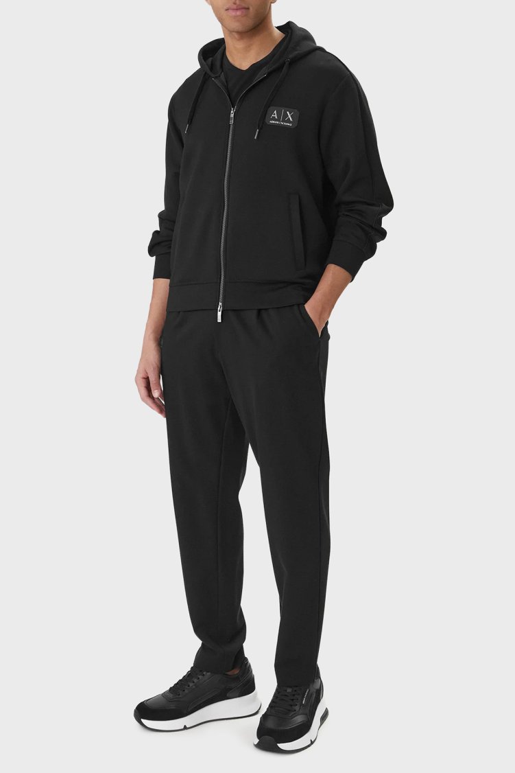 Armani Exchange Regular Fit Logolu Kapüşon Yaka Fermuarlı Erkek Sweat XM001770 AF19936 UC001 SİYAH - Armani Exchange (1)