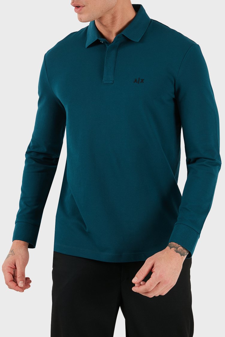 Armani Exchange Regular Fit Pamuklu Logolu Erkek Polo Yaka Sweat XM001288 AF17321 UB022 PETROL - Armani Exchange