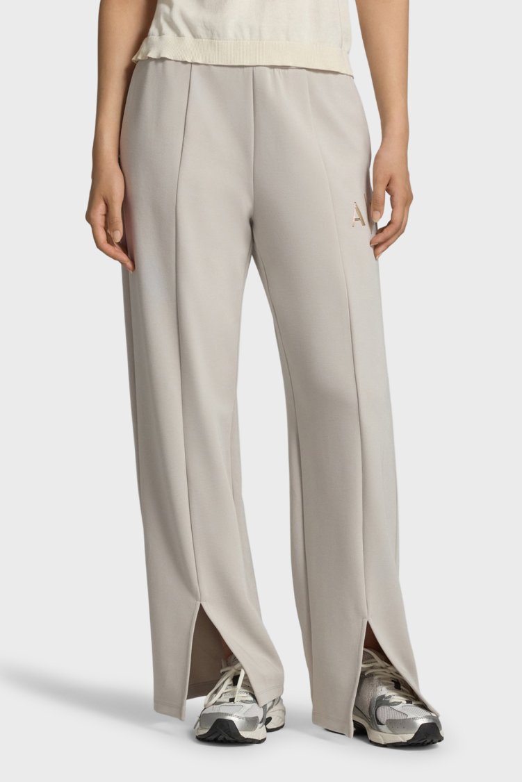 Armani Exchange Regular Fit Yüksek Bel Geniş Paça Kadın Pantolon XW002759 AF24068 U1039 Ekru - Armani Exchange