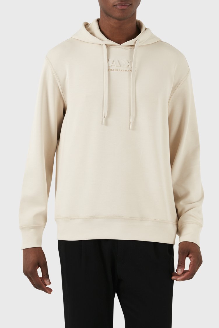 Armani Exchange Relaxed Fit Kapüşonlu Erkek Sweat 3DZMAB ZJUBZ 1792 BEJ - Armani Exchange