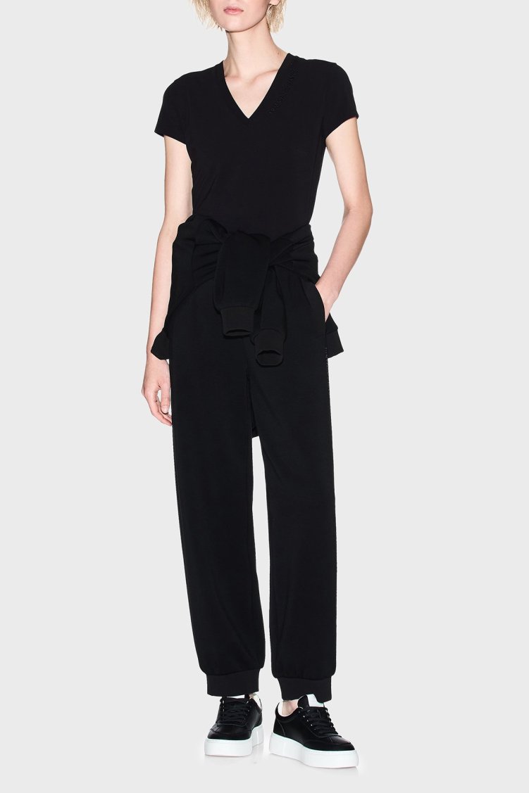 Armani Exchange Relaxed Fit Lastikli Paça Logolu Jogger Bayan Pantolon XW001011 AF16111 UC001 SİYAH - Armani Exchange (1)