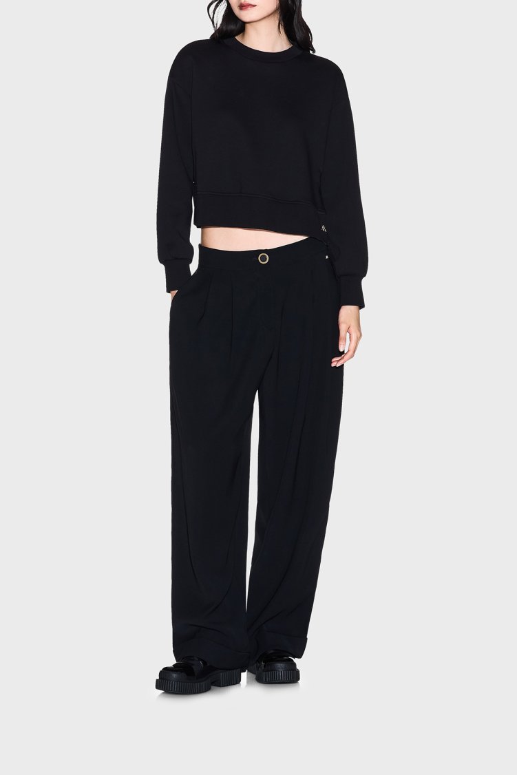 Armani Exchange Relaxed Fit Yüksek Bel Geniş Paça Bayan Pantolon XW001826 AF16125 UC001 SİYAH - Armani Exchange (1)
