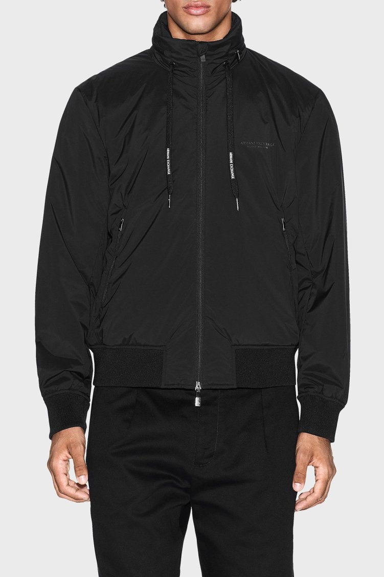 Armani Exchange Steç Regular Fit Dik Yaka Gizli Kapüşonlu Erkek Mont XM001583 AF19196 UC001 SİYAH - Armani Exchange