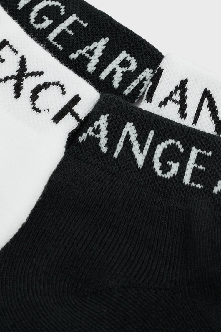 Armani Exchange Streç Pamuklu 2 Pack Erkek Çorap 956013 CC406 54510 SİYAH-BEYAZ - Armani Exchange (1)