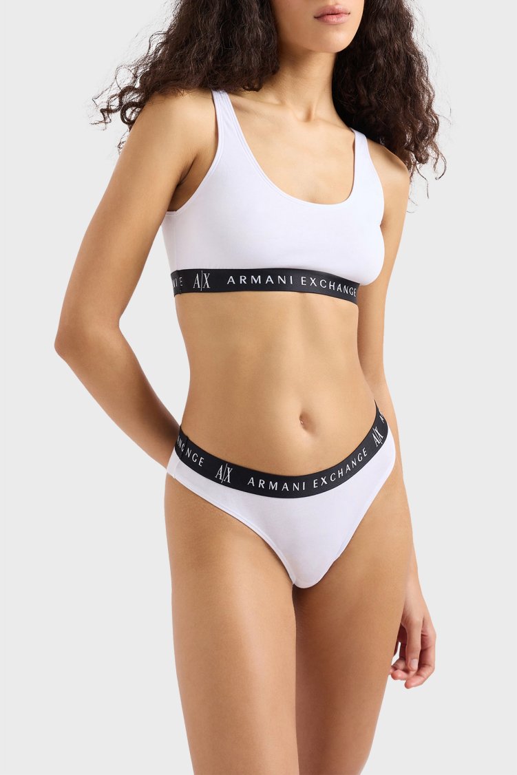 Armani Exchange Streç Pamuklu Logolu Bralet Kadın Sütyen 947029 CC502 00010 BEYAZ - Armani Exchange