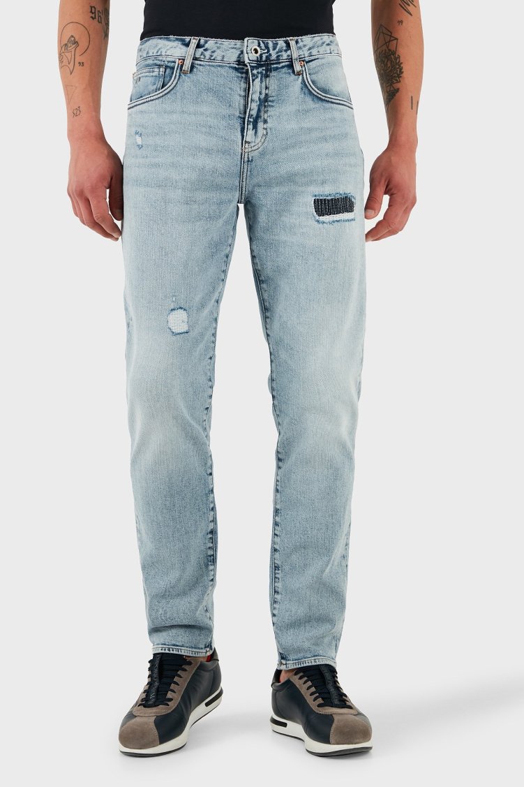 Armani Exchange Streç Pamuklu Regular Fit Dar Paça Jeans Erkek Kot Pantolon XM000049 AF13094 MB001 LACİVERT - Armani Exchange