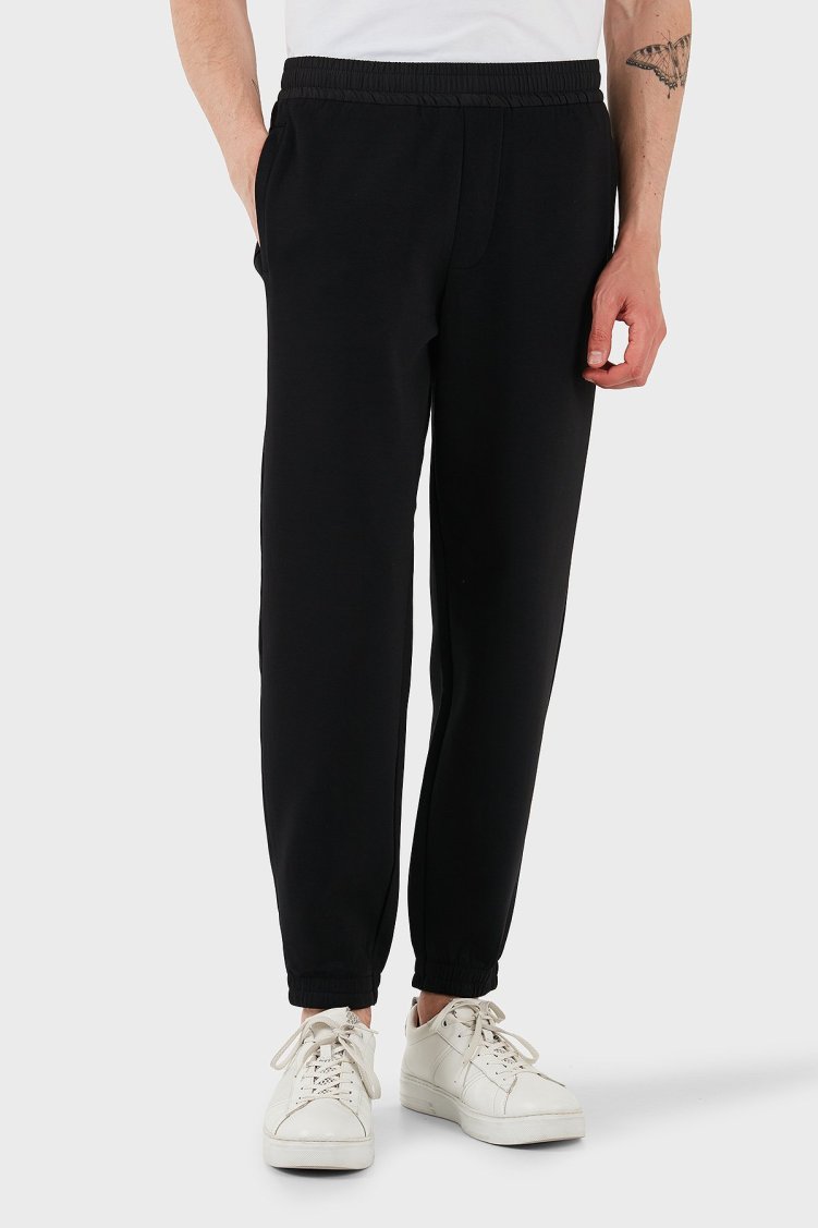 Armani Exchange Streç Pamuklu Regular Fit Normal Bel Lastikli Paça Jogger Erkek Pantolon XM000516 AF13047 MC105 SİYAH - Armani Exchange
