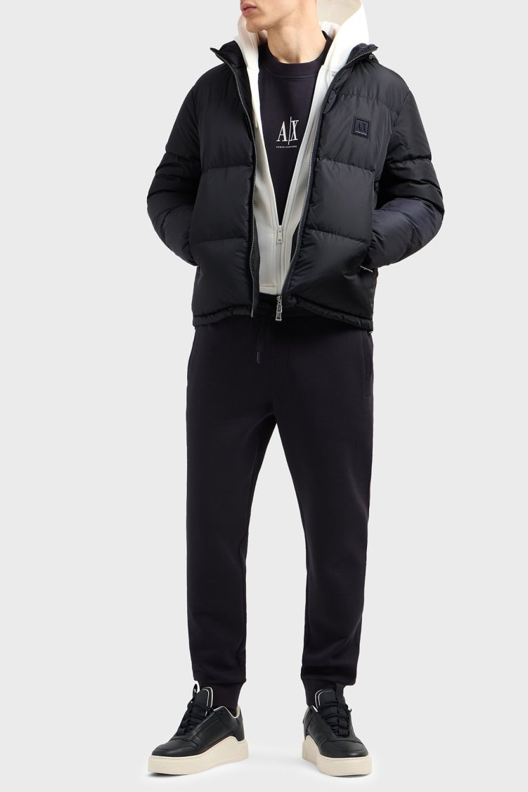 Armani Exchange Streç Pamuklu Regular Fit Normal Bel Ribanalı Paça Jogger Erkek Pantolon XM000373 AF10818 UB101 LACİVERT - Armani Exchange