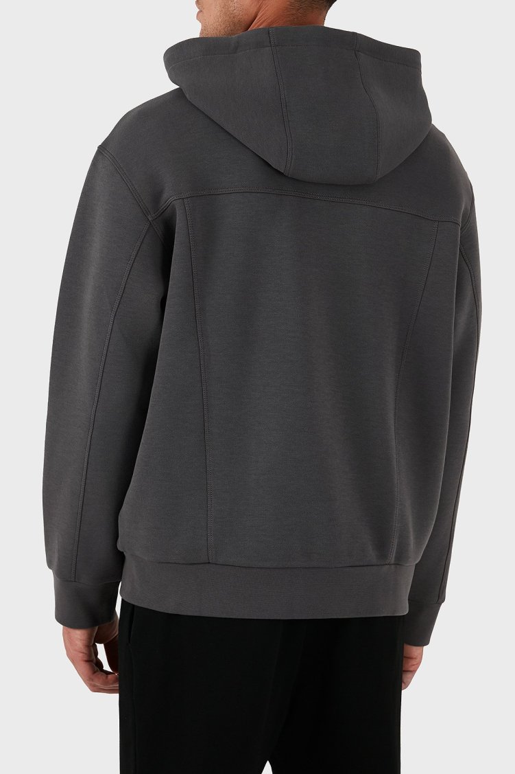 Armani Exchange Streç Pamuklu Relaxed Fit Kapüşonlu Erkek Sweat XM000967 AF16222 U8107 GRİ - Armani Exchange (1)