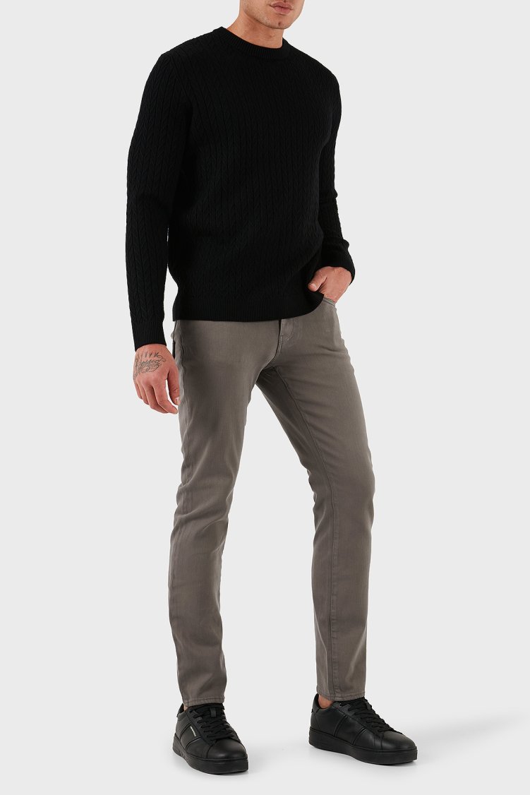 Armani Exchange Streç Pamuklu Slim Fit Normal Bel Dar Paça Jeans Erkek Kot Pantolon XM000070 AF18826 U8092 KOYU GRİ - Armani Exchange (1)