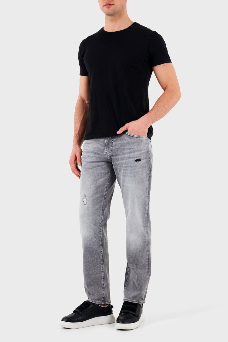 Armani Exchange Streç Pamuklu Slim Fit Normal Bel Düz Paça Jeans Erkek Kot Pantolon XM000049 AF14656 M8088 GRİ - Armani Exchange (1)
