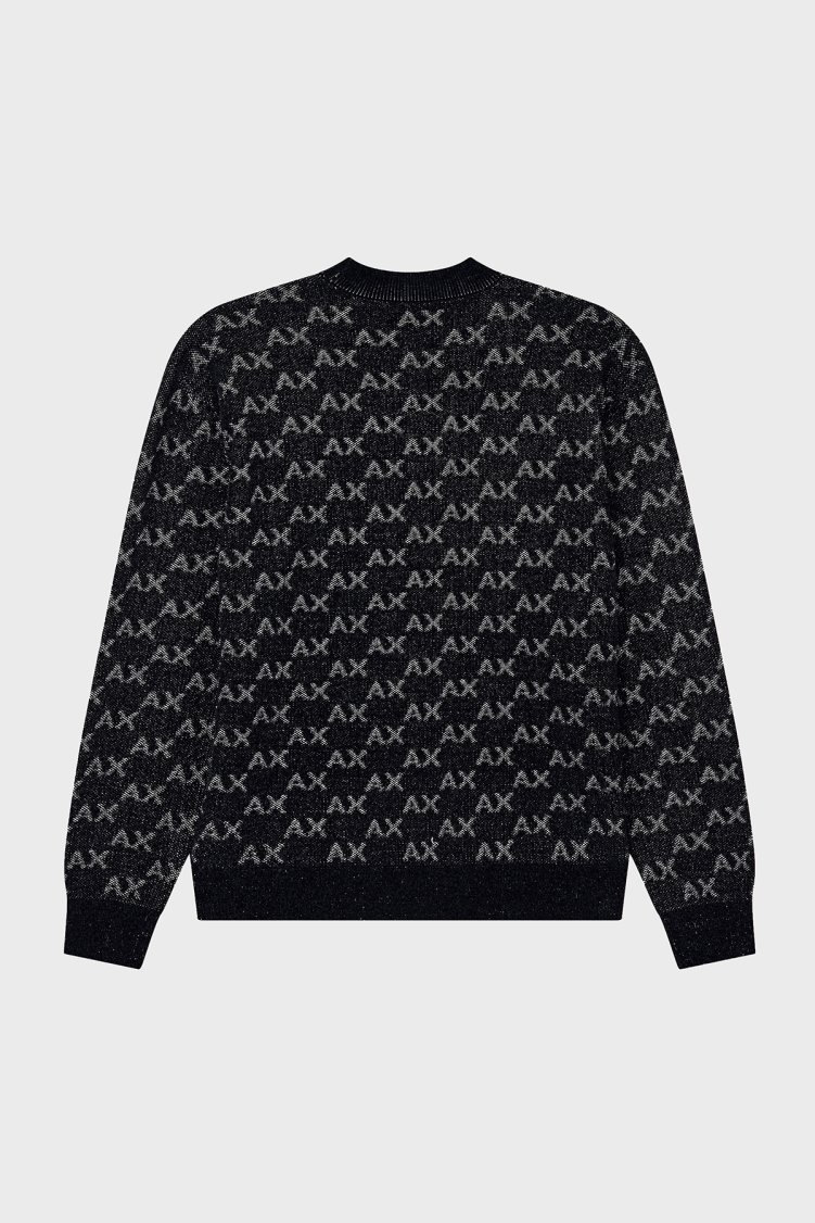 Armani Exchange Tamamı Logolu Regular Fit Bisiklet Yaka Erkek Kazak XM002992 AF16916 FC356 Siyah - Armani Exchange (1)
