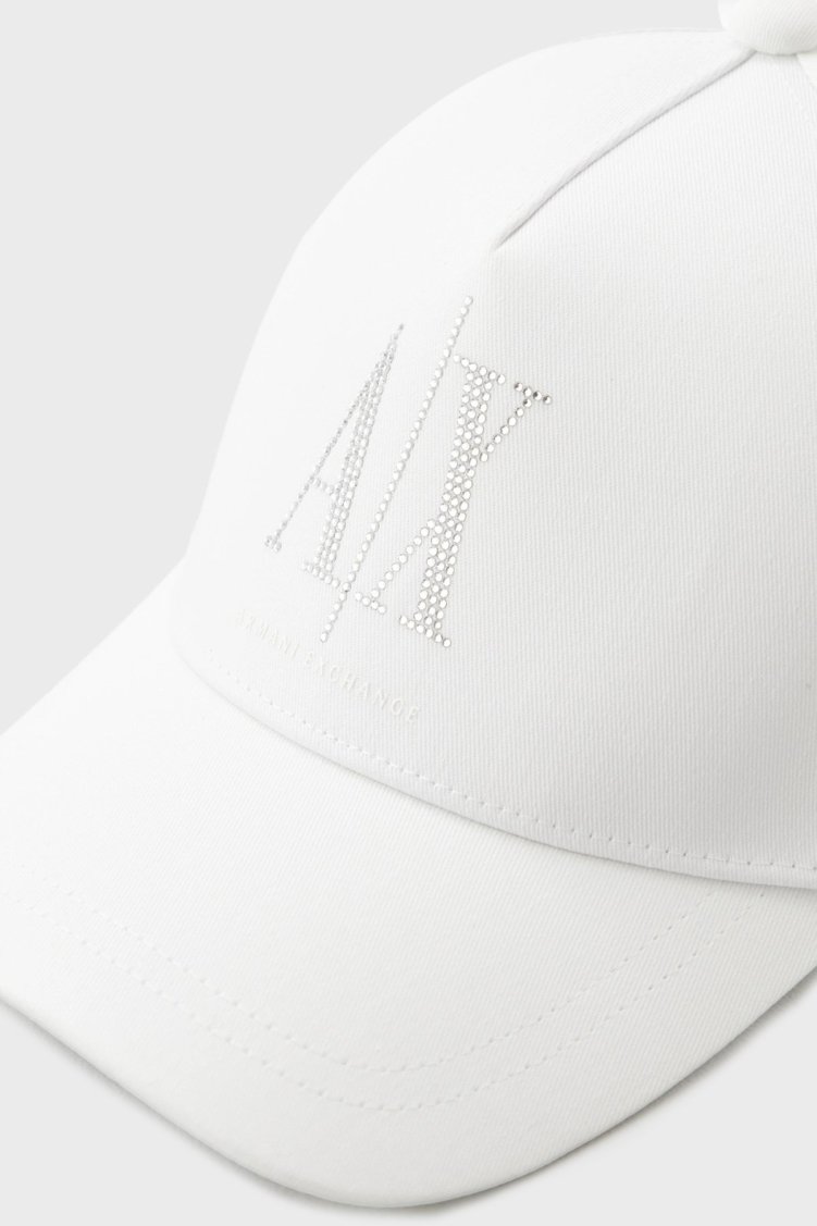 Armani Exchange Taşlı Logolu % 100 Pamuk Bayan Şapka XW000957 AF13846 U0002 BEYAZ - Armani Exchange (1)