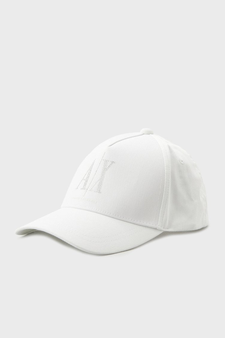 Armani Exchange Taşlı Logolu % 100 Pamuk Kadın Şapka XW000957 AF13846 U0002 Beyaz - Armani Exchange