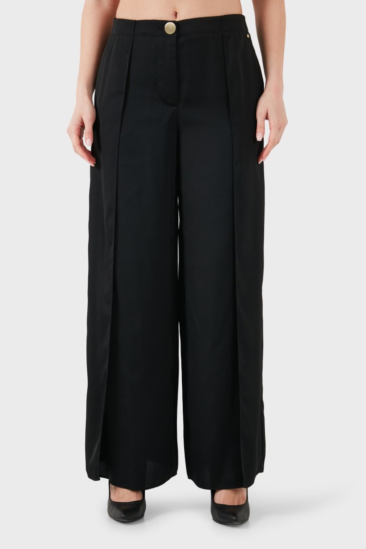 Armani Exchange Yırtmaç Detaylı Regular Fit Geniş Paça Kadın Pantolon XW001955 AF21553 UC001 SİYAH - Armani Exchange