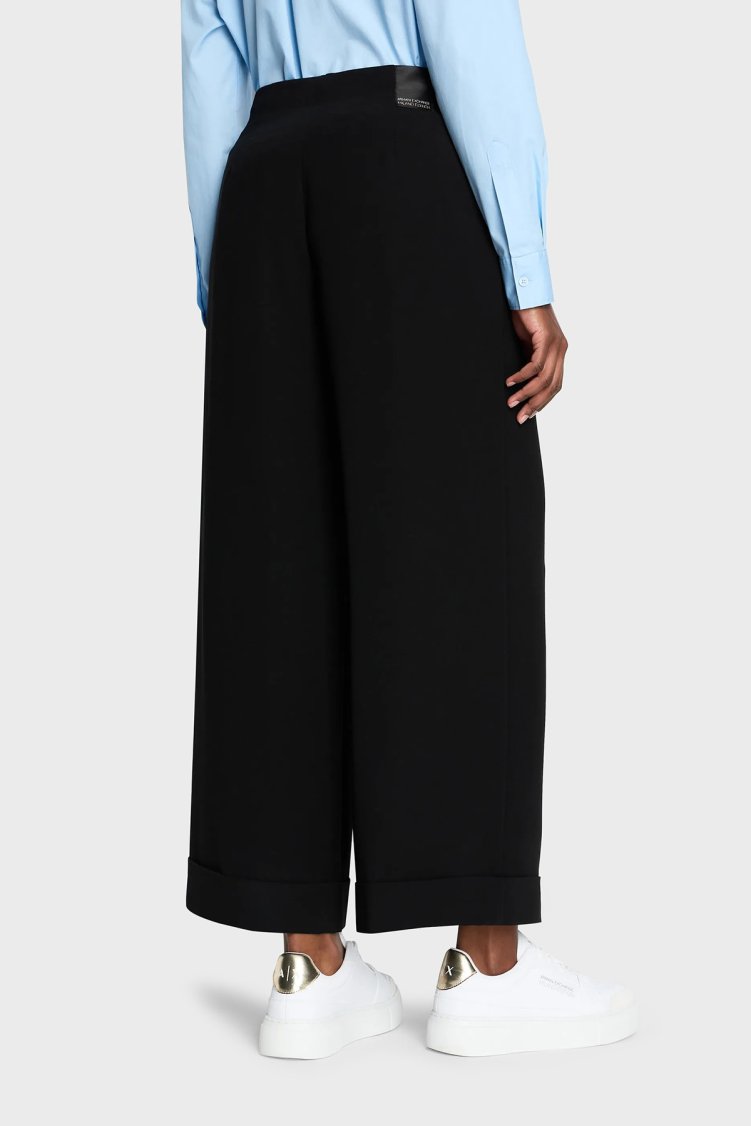 Armani Exchange Yüksek Bel Relaxed Fit Geniş Paça Kadın Pantolon 3DYP31 YN1QZ 1200 Siyah - Armani Exchange (1)