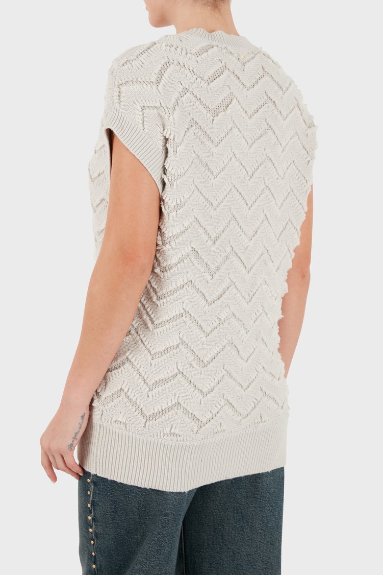 Armani Exchange Yün Karışımlı Regular Fit Bisiklet Yaka Kısa Kollu Kadın Kazak XW002634 AF25936 U1039 Ekru - Armani Exchange (1)