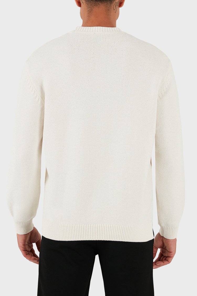 Armani Exchange Yün Karışımlı Regular Fit Bisiklet Yaka Örgülü Erkek Kazak XM001331 AF13776 U0009 BEYAZ - Armani Exchange (1)