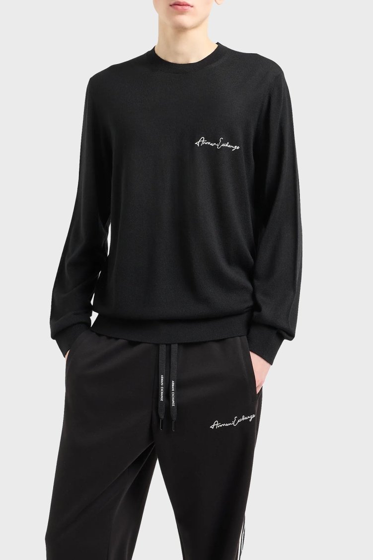 Armani Exchange Yünlü Regular Fit Bisiklet Yaka Erkek Kazak 8NZM5A ZM1YZ 1200 SİYAH - Armani Exchange