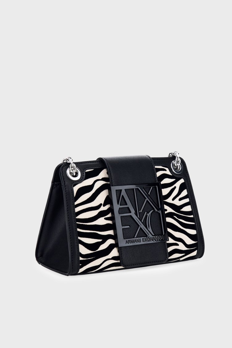 Armani Exchange Zebra Desenli Zincir Askılı Kadın Çanta XW000281 AF26445 MC149 Siyah - Armani Exchange (1)