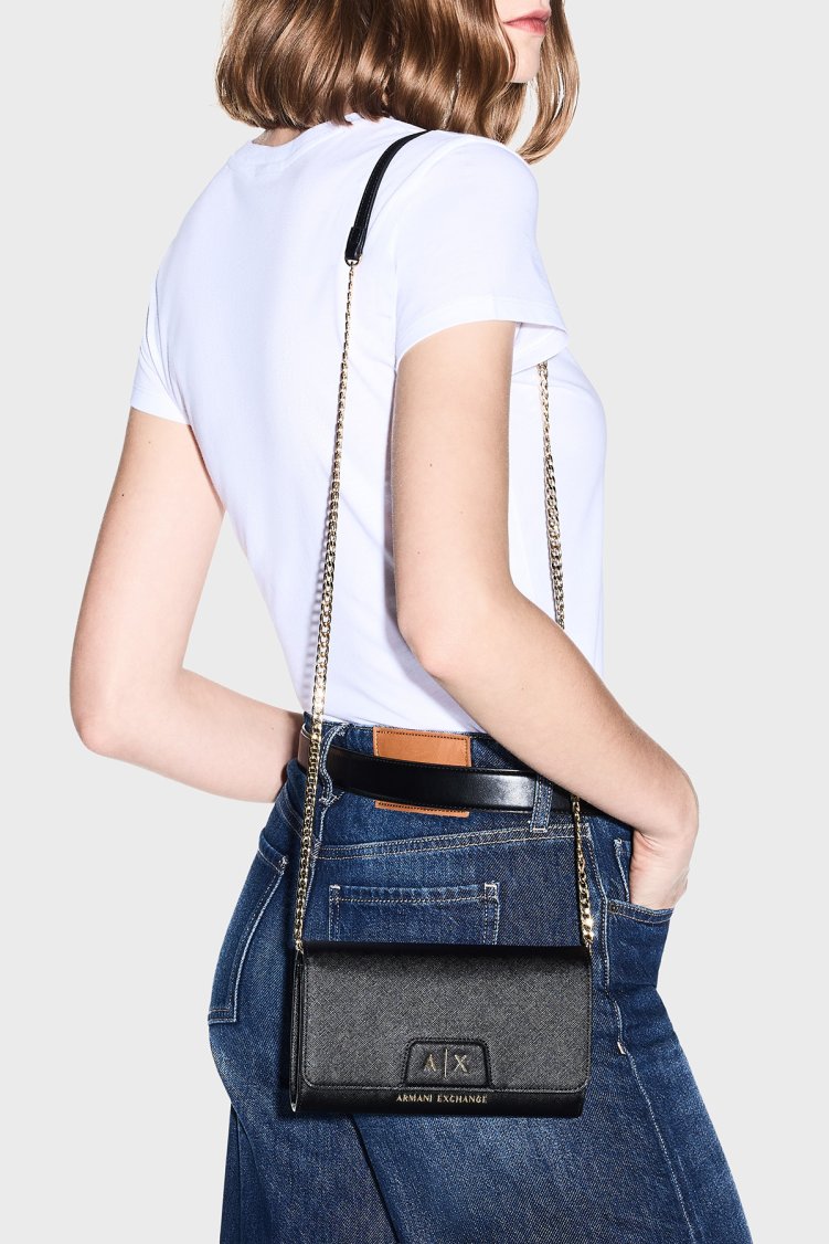 Armani Exchange Zincir Askılı Portföy Kadın Cüzdan XW000358 AF26570 UC001 Siyah - Armani Exchange (1)