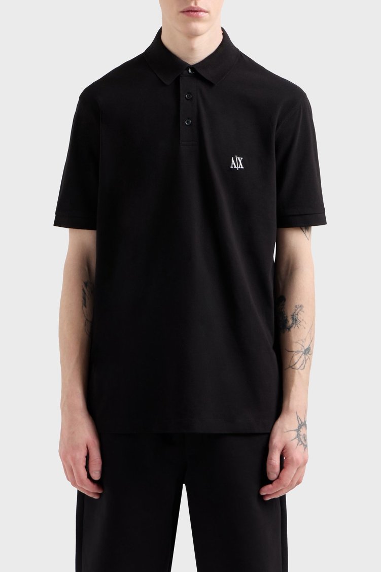 Armani Exchsnge % 100 Pamuk Regular Fit Düğmeli Erkek Polo Yaka T Shirt XM000367 AF13022 UC001 SİYAH - Armani Exchange
