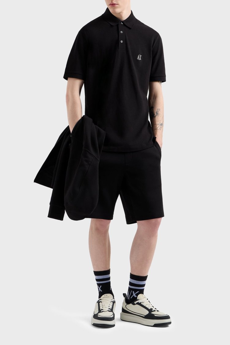 Armani Exchsnge % 100 Pamuk Regular Fit Düğmeli Erkek Polo Yaka T Shirt XM000367 AF13022 UC001 SİYAH - Armani Exchange (1)