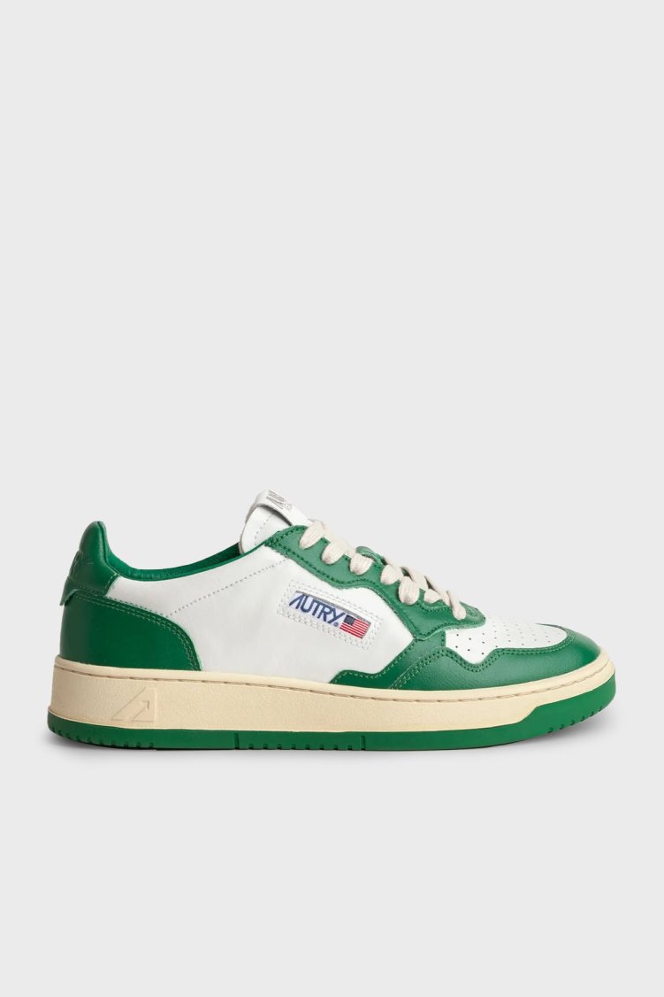 Autry Medalist Hakiki Deri Sneaker Kadın Ayakkabı AULW-WB03 BEYAZ-YEŞİL - Autry
