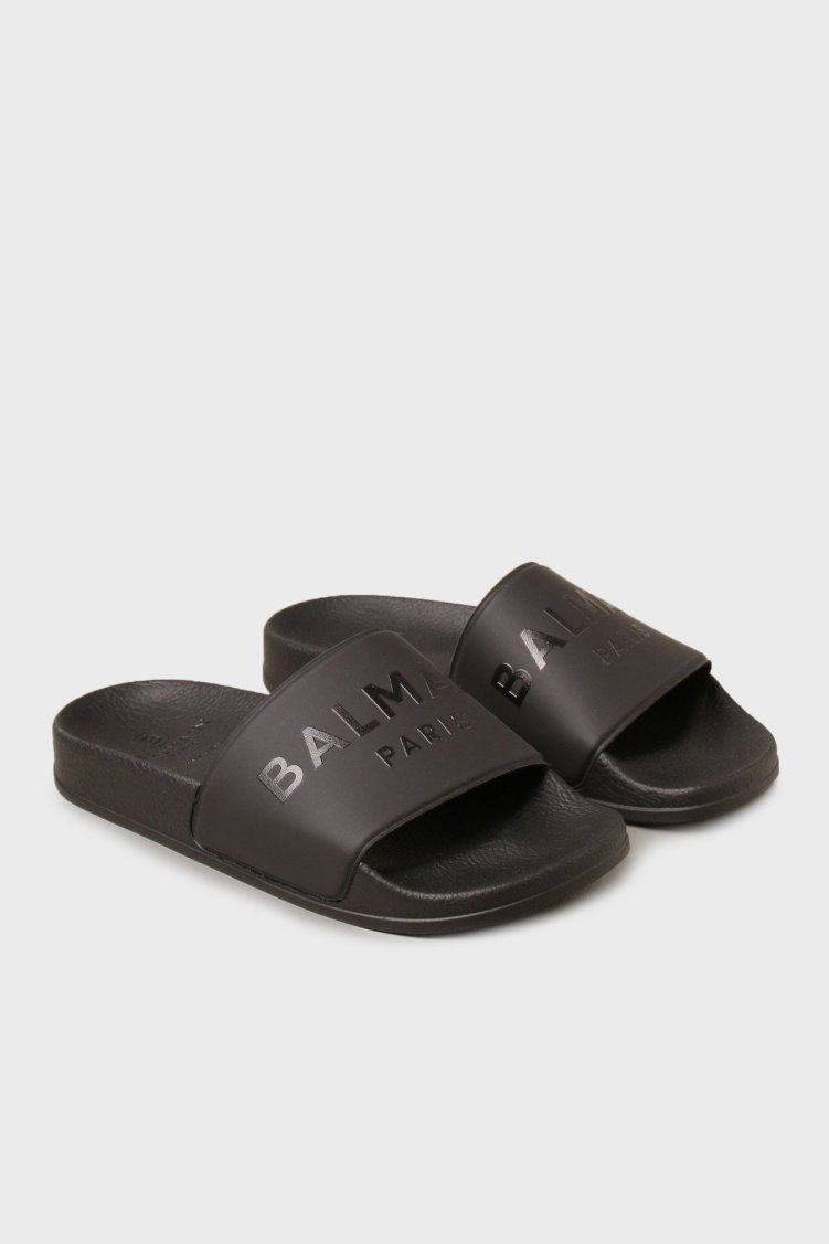 Balmain Logolu Düz Çocuk Terlik 6M0746 MX380 930 SİYAH - Balmain (1)