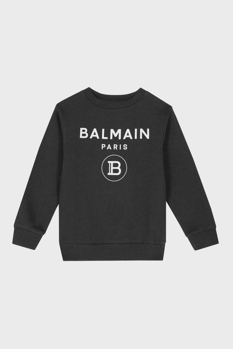 Balmain Pamuklu Bisiklet Yaka Çocuk Sweat 6M4760 MX270 930 SİYAH - Balmain