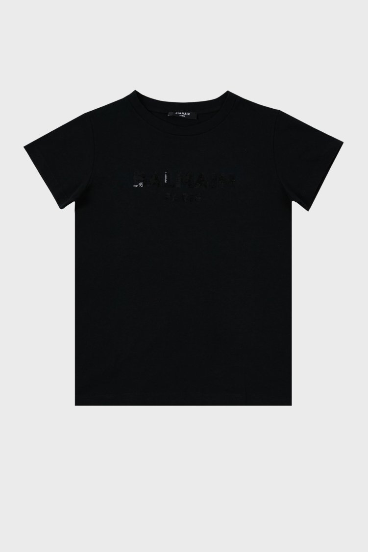 Balmain Pamuklu Bisiklet Yaka Çocuk T Shirt 6M8071 MA030 930 SİYAH - Balmain